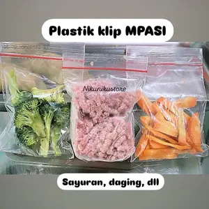 Plastik Klip Ziplock 100 lembar MPASI utk simpan sayuran, daging kulkas/freezer