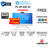 Gambar HP PC AIO DG0005D - i3 N300 8GB 512GB 21.5" FHD IPS OHS WIN 11 & OHS - NORMAL, 8GB/512SSD dari AGRES - HP Authorized Kota Administrasi Jakarta Utara 1 Tokopedia