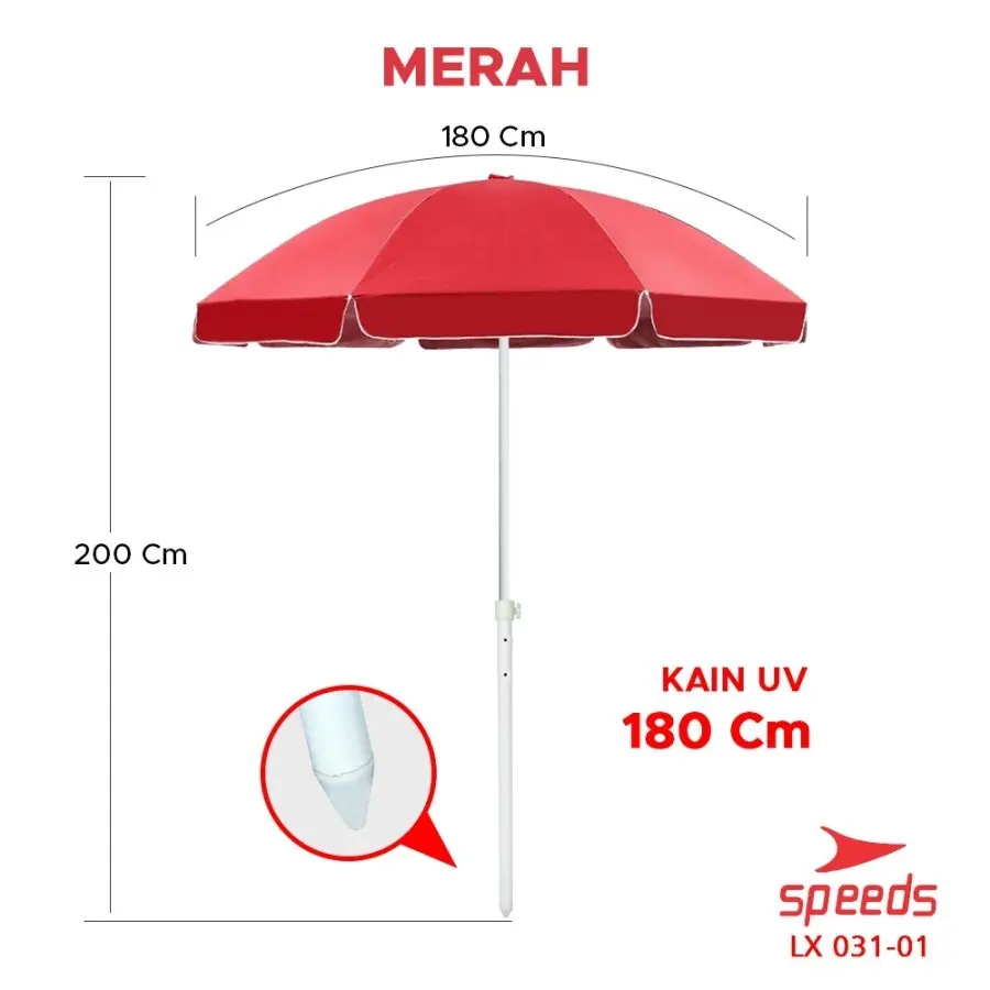 SGS Payung Tenda Payung pantai / Payung Cafe warung Kaki Lima Event Diameter 180cm 200cm 220cm 240cm dan Tripod