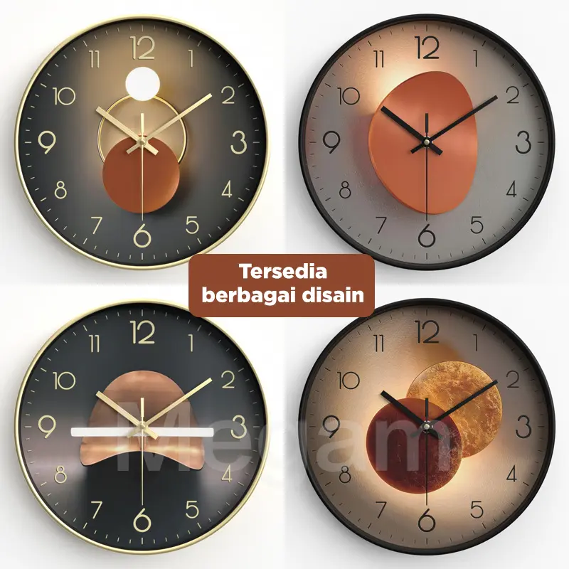 MEGAM Jam Dinding Design Bulat Aesthetic Jam Tembok Minimalis Silent Movemoent Jam Dekorasi HJD101 1