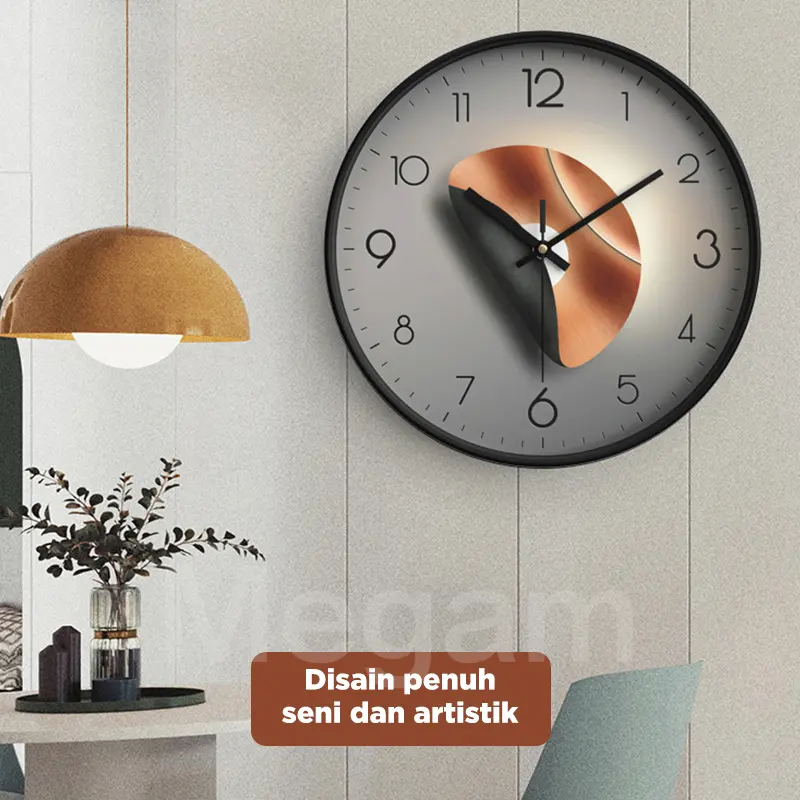 MEGAM Jam Dinding Design Bulat Aesthetic Jam Tembok Minimalis Silent Movemoent Jam Dekorasi HJD101 5