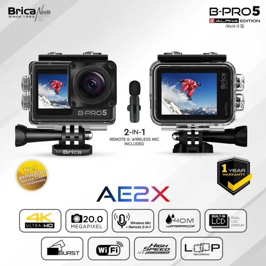Brica B-Pro 5 Alpha Edition Mark II X Action Cam 4K - Bpro 5 AE2X Black / AEIIX Garansi Resmi