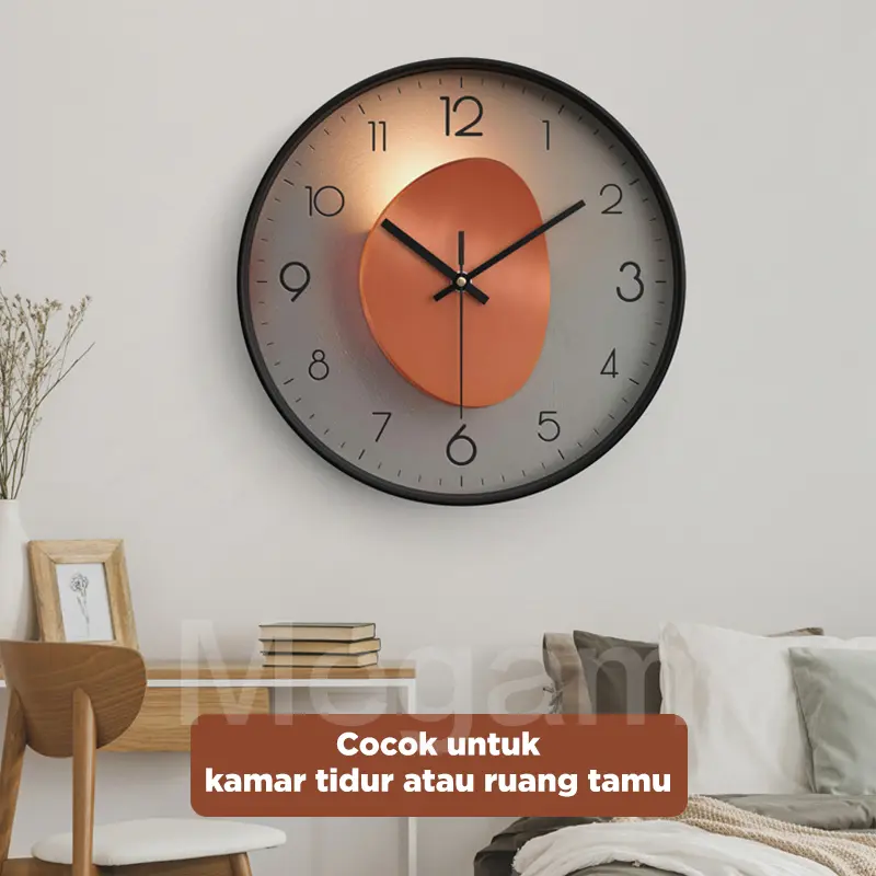 MEGAM Jam Dinding Design Bulat Aesthetic Jam Tembok Minimalis Silent Movemoent Jam Dekorasi HJD101 4