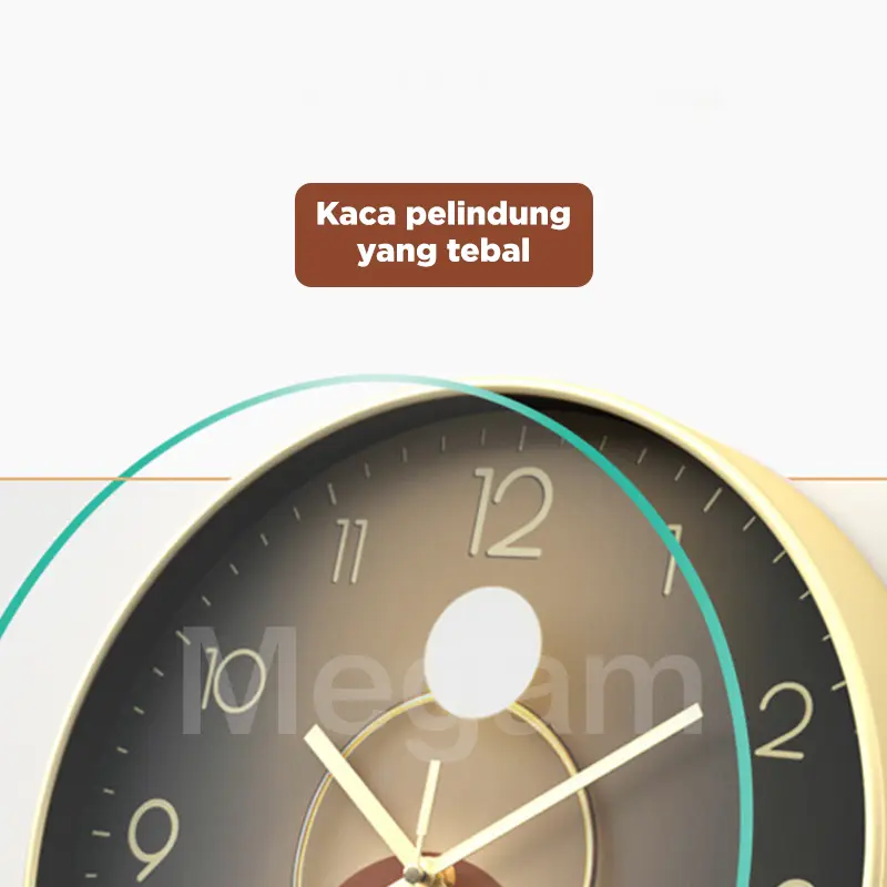 MEGAM Jam Dinding Design Bulat Aesthetic Jam Tembok Minimalis Silent Movemoent Jam Dekorasi HJD101 3
