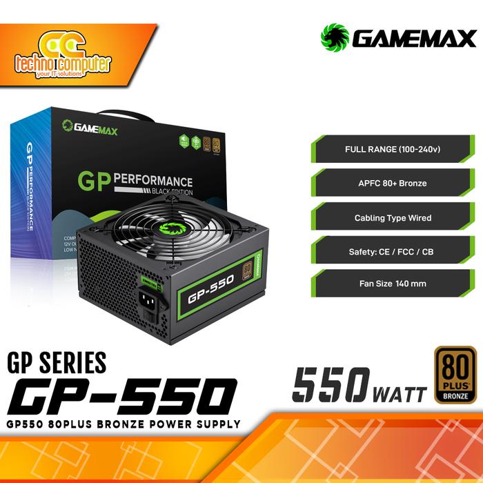 Gambar POWER SUPPLY GAMEMAX GP-550 550W 80+ Bronze - Non Modular dari Techno Computer Bali Kota Denpasar Tokopedia