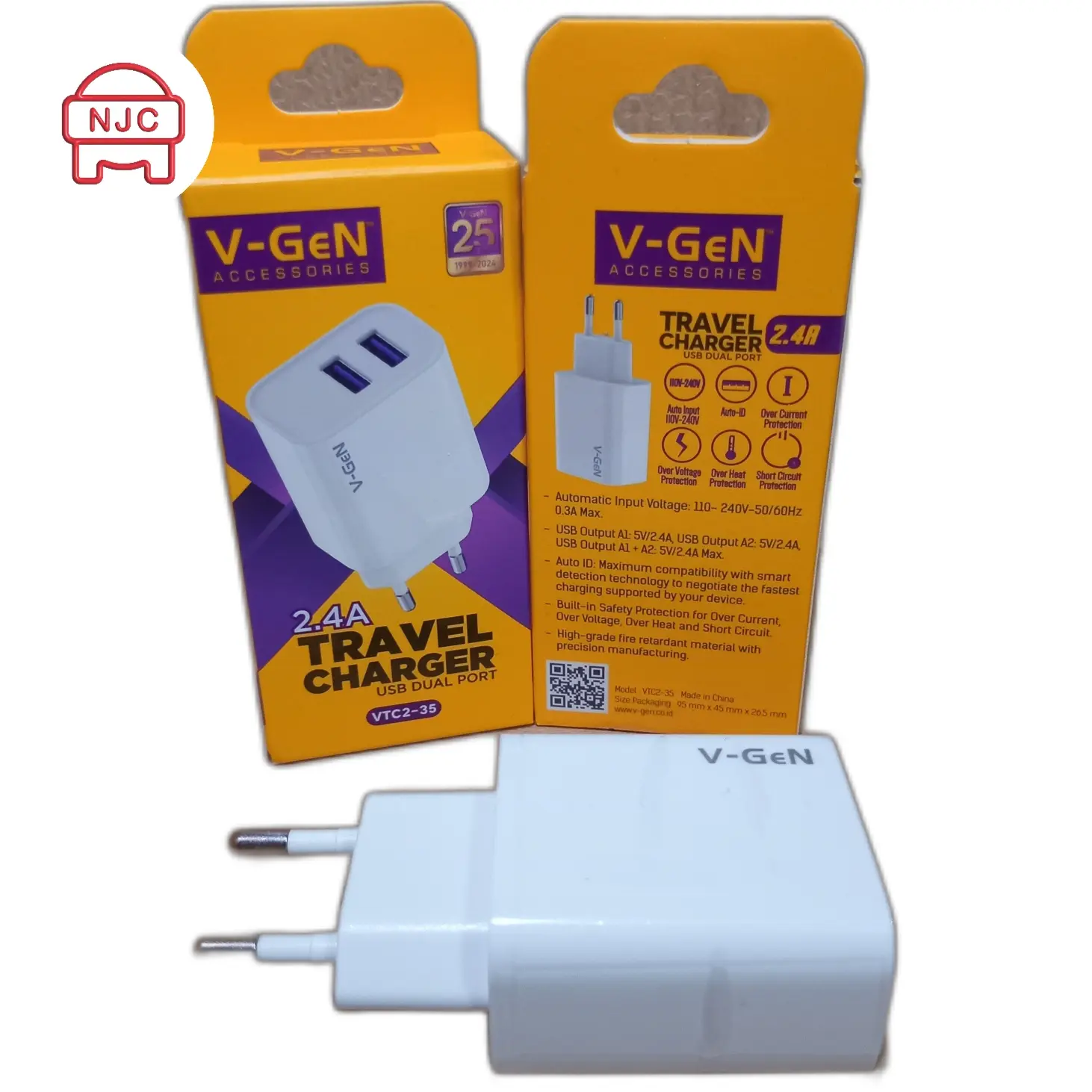 Charger USB to Power Kepala Colokan USB ke Listrik Dongle HP 2 Port