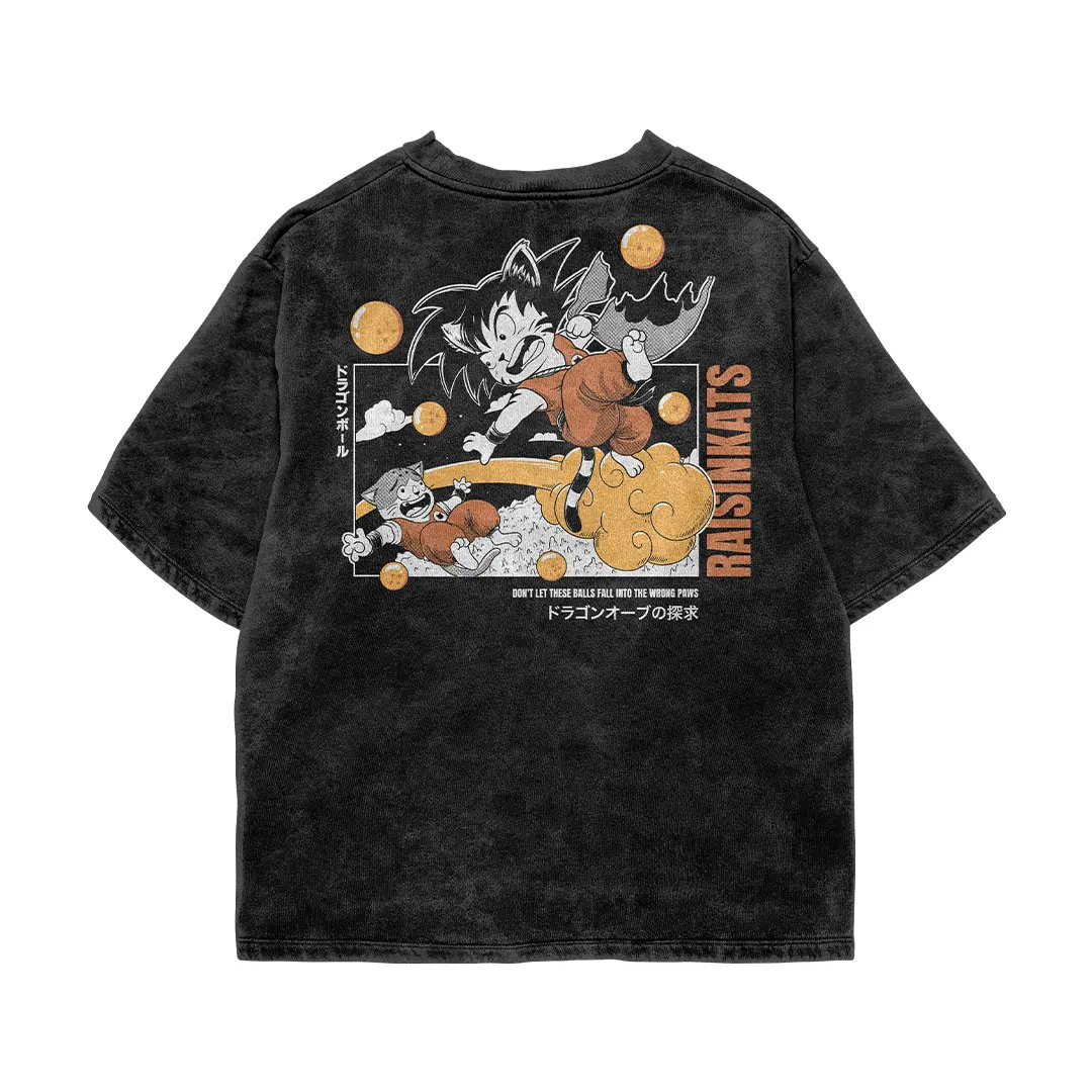 Dragon Ball Oversize TShirt - Washed Heavyweight Tee 16S Hitam I RaisinKats by The Lazy Monday