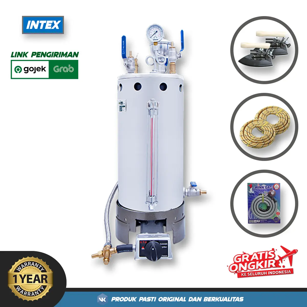 INTEX Boiler Setrika Uap Laundry 15 Liter Lengkap (GOSEND / GRAB)