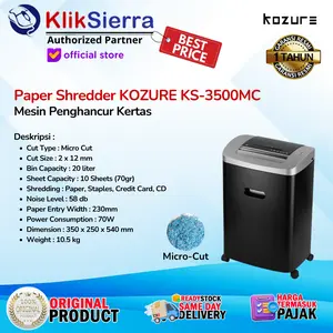Paper Shredder KOZURE KS-3500MC | KS3500MC | KS3500 | KS-3500 Micro Cut - Mesin Penghancur Kertas Dokumen, CD, Kartu Kredit, Staples - Garansi Resmi