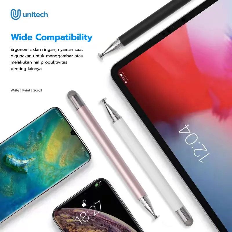 Unitech Stylus Pen Universal 2 in 1 Capacitive Touch for Mobile Tablet IOS Android Phone 1