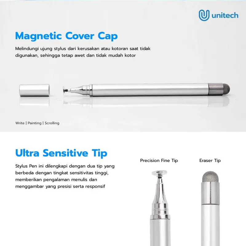Unitech Stylus Pen Universal 2 in 1 Capacitive Touch for Mobile Tablet IOS Android Phone 2