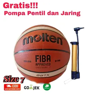 Bola Basket Molten size 7 GRATIS POMPA ANGIN, JARUM PENTIL DAN JARING BOLA