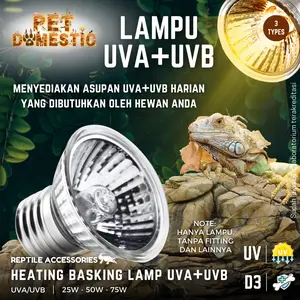Lampu UVA UVB Reptil 25 50 75 Watt Pemanas Penghangat UV Reptile Kura Kura Air Brazil Sulcata