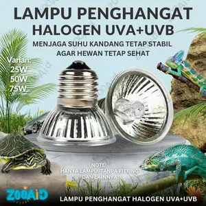 Lampu 25 50 75 Watt Uva Uvb Reptil Reptile Pemanas Penghangat UV Sulcata Torto Kura Air Brazil