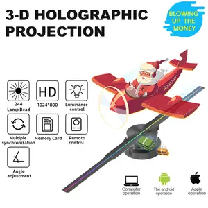 Proyektor Kipas 3D Hologram Display Fan LED 42cm – Desain Hitam Futuristik & Efektif