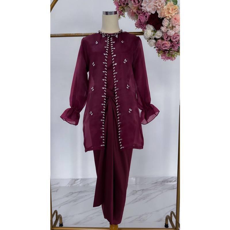 One Set Jemma Wanita Kekinian Outer Organza Premium Setelan Kondangan - Hitam, jumbo 7