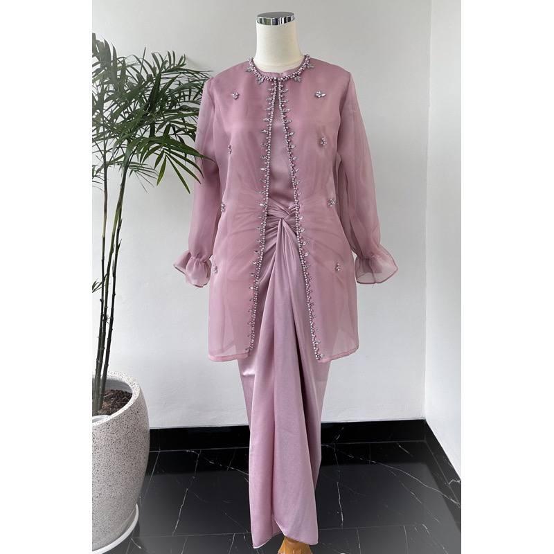 One Set Jemma Wanita Kekinian Outer Organza Premium Setelan Kondangan - Hitam, jumbo 9