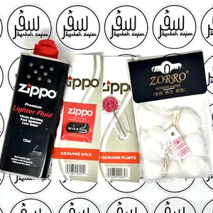 Original Zippo Genuine Paket Lengkap Minyak Sumbu Kapas Batu Lighter