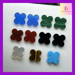 Buxso- Permata Vancleef Natural Agate Malachite Black White Color Satuan Clover Van Cleef