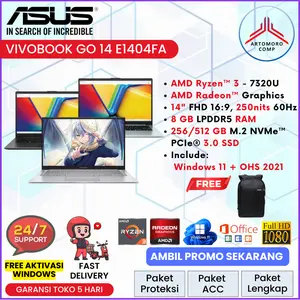 ASUS Vivobook Go E1404FA Ryzen 3 7320 8GB 256SSD Windows 11+Office 14" Full HD