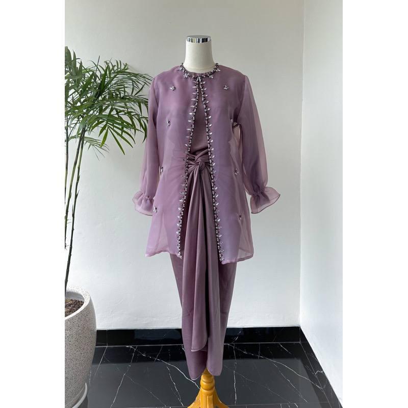 One Set Jemma Wanita Kekinian Outer Organza Premium Setelan Kondangan - Hitam, jumbo 8