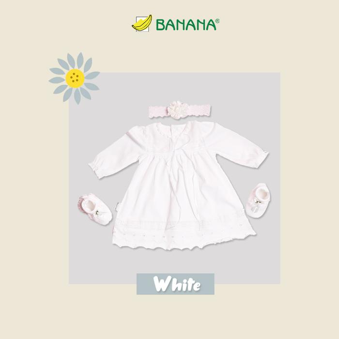 Gambar BANANA Set Dress Putih NewBorn 0133 dari BANANA Official Store Kota Administrasi Jakarta Timur Tokopedia