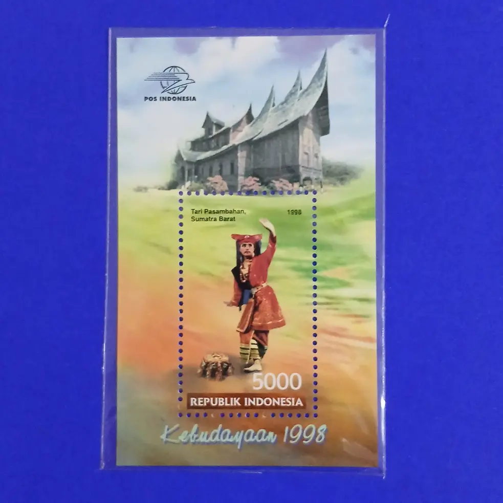 Prangko Indonesia Souvenir Sheet Tari Pasambahan, Sumatera Barat ( MNH )
