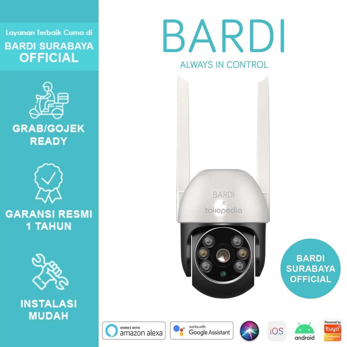 BARDI Smart IP Camera CCTV Outdoor PTZ Wifi 2MP 1080p IP65 FHD IoT