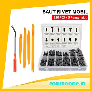 Paket 240PCS Baut Rivet Mobil/Universal Klip Bumper Baut Body Plastik Clip Kancing Motor Serbaguna Set dengan 5 Pengungkit - Baut Body Rivet Clip Fender Mobil Universal Snap Joint Clips Multifungsi