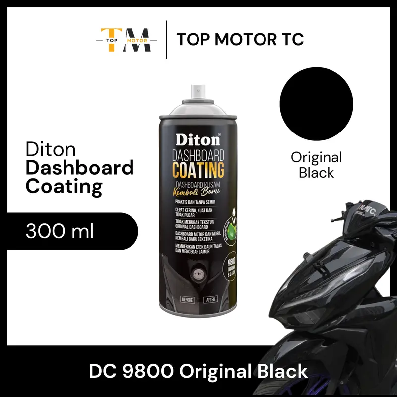 Diton Premium Dashboard Coating (DC 9800 Original Black) | Cat Semprot Pilox Body Kasar Motor - 300 ml 2