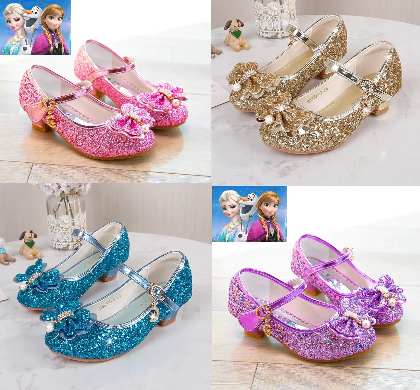 SEPATU PESTA HIGH HEELS MOTIF PRINCES FROZEN FASHION ANAK PEREMPUAN FZ