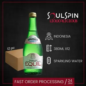 Equil Sparkling Mineral Water 380ml [ Dus isi 12 Botol ] JNE Cargo Termasuk Packing Kayu