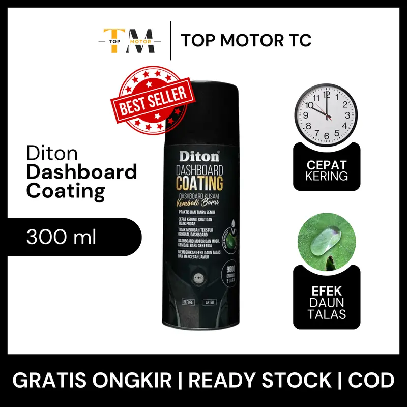 Diton Premium Dashboard Coating (DC 9800 Original Black) | Cat Semprot Pilox Body Kasar Motor - 300 ml 0