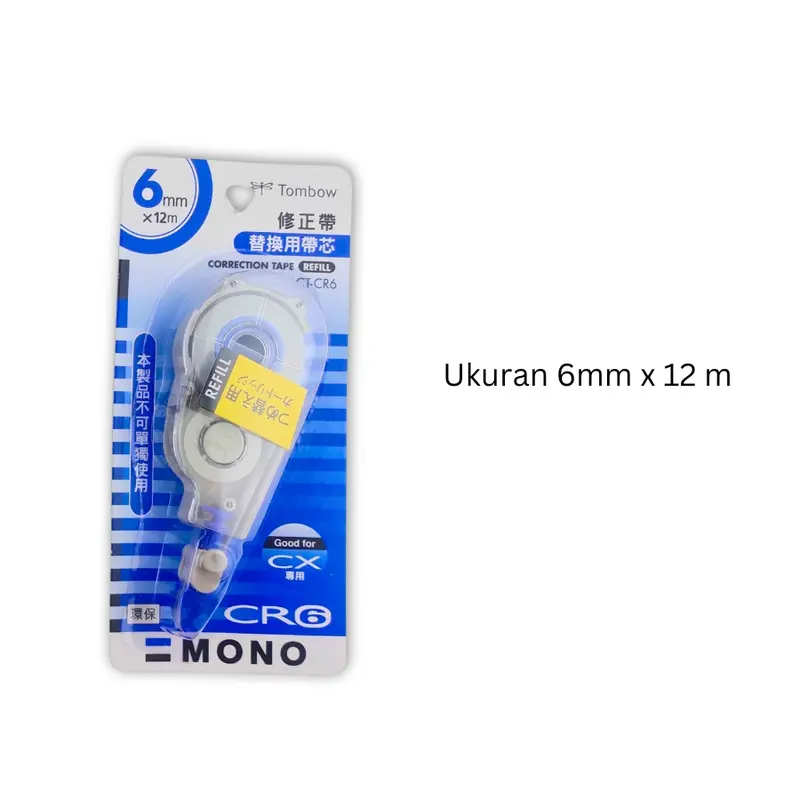 Tombow Correction Tape Refill Mono CR 4.2mm / 5mm / 6mm x 12m - Tipex Pita Kertas 5