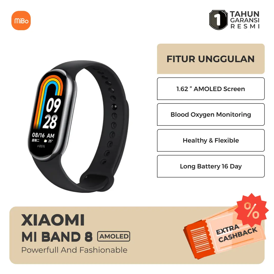 Xiaomi band 8 AMOLED 1.62Inch 60Hz Sp02 Garansi Resmi