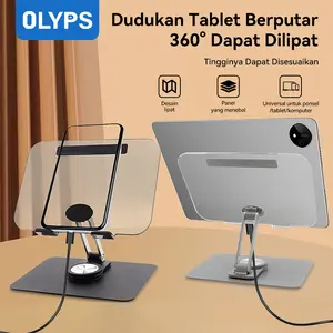 OLYPS Tablet Stand 360° Rotation Bisa Dilipat Height Adjustable Foldable Tablet HP Laptop Stand