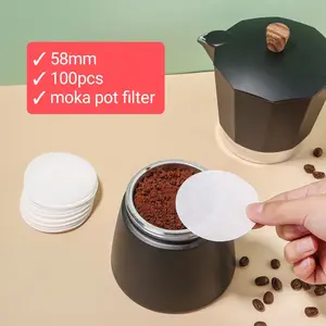 100pcs Kertas Kopi Moka Pot 58mm/ Filter Kopi Moka Pot 6 Cups 300ml