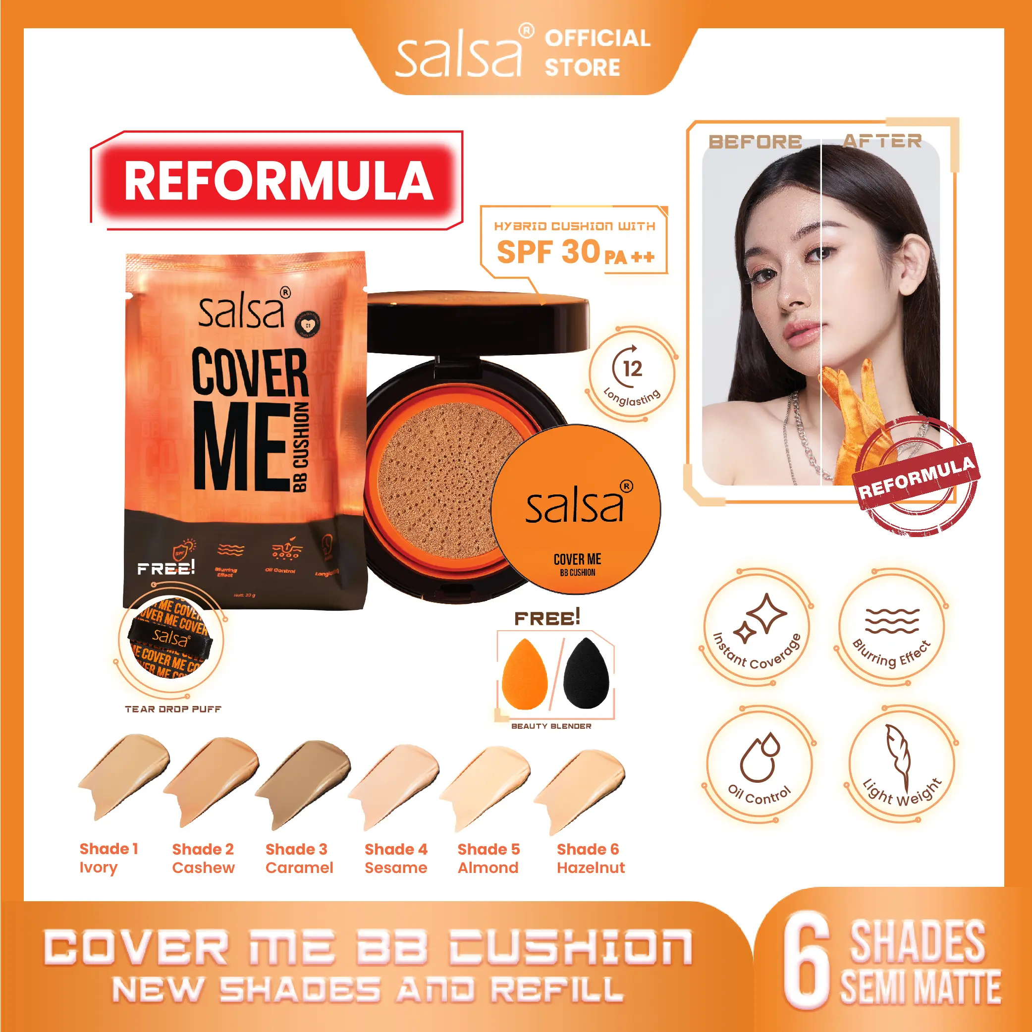[REFORMULA] SALSA Cover Me BB Cushion - Semi Matte SPF30 with Red Algae