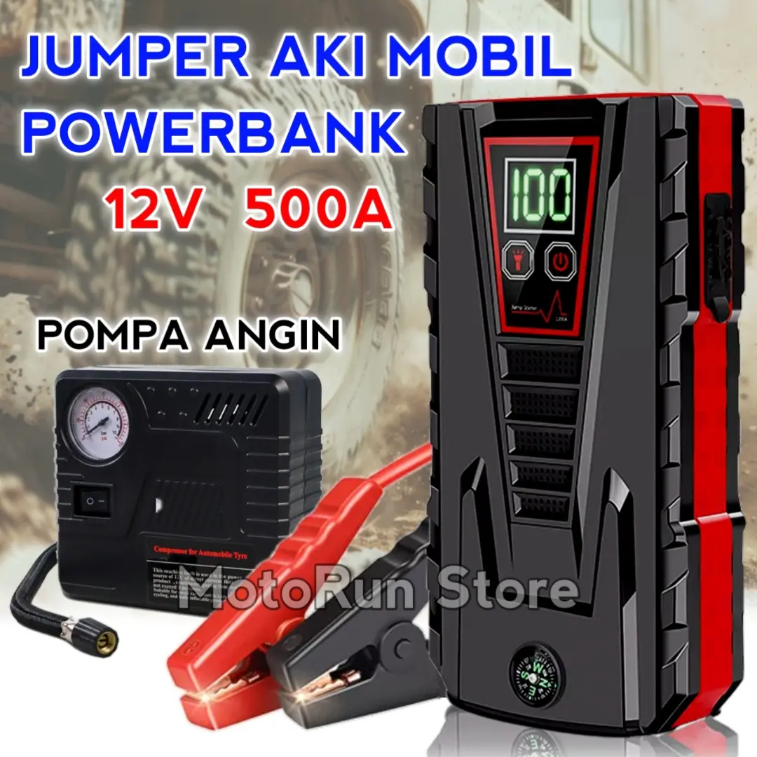 Powerbank Jumper Aki Mobil + Pompa Elektrik 20000mAh Jump Starter JX56
