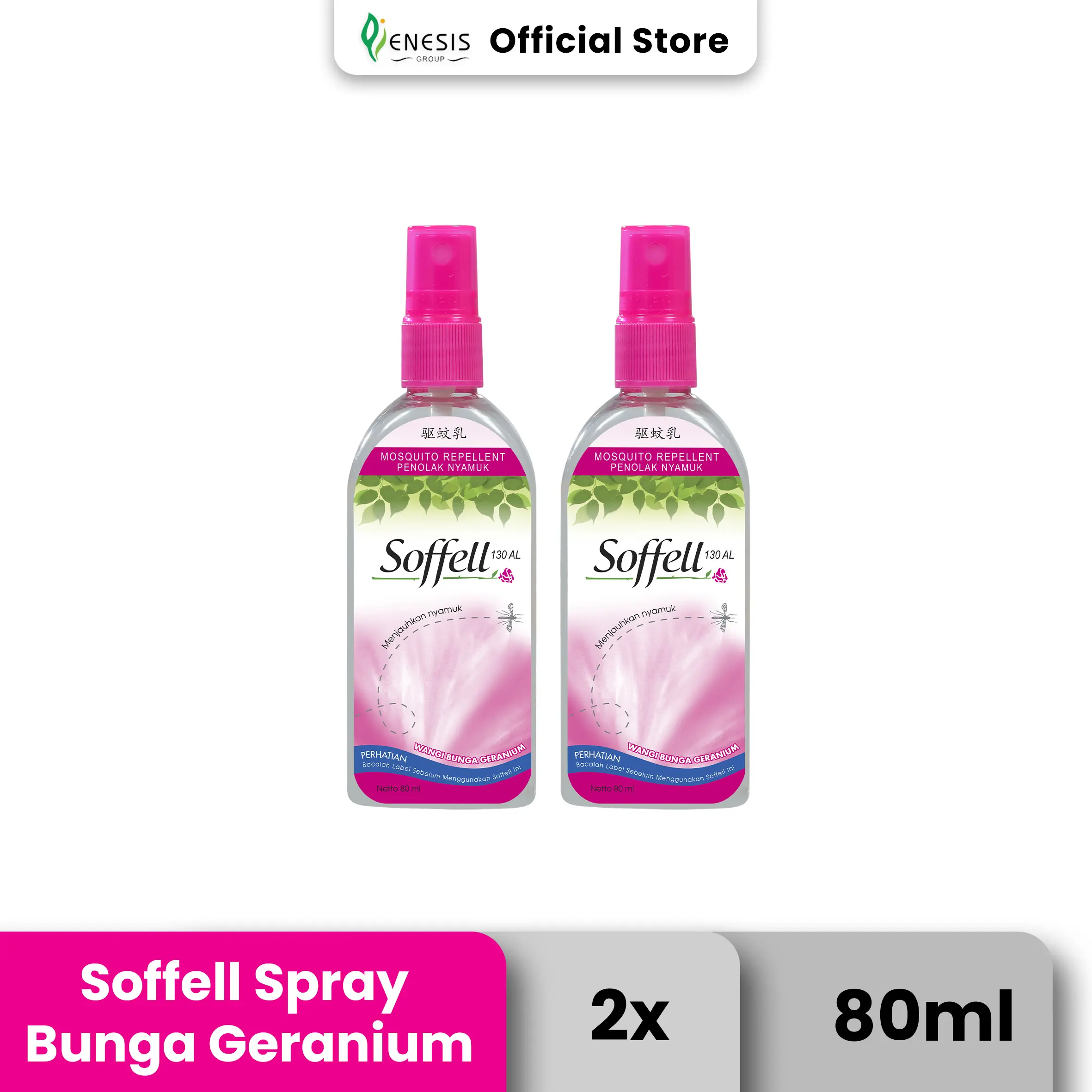 Soffell Anti Nyamuk Botol Spray Bunga Geranium 2x80ml