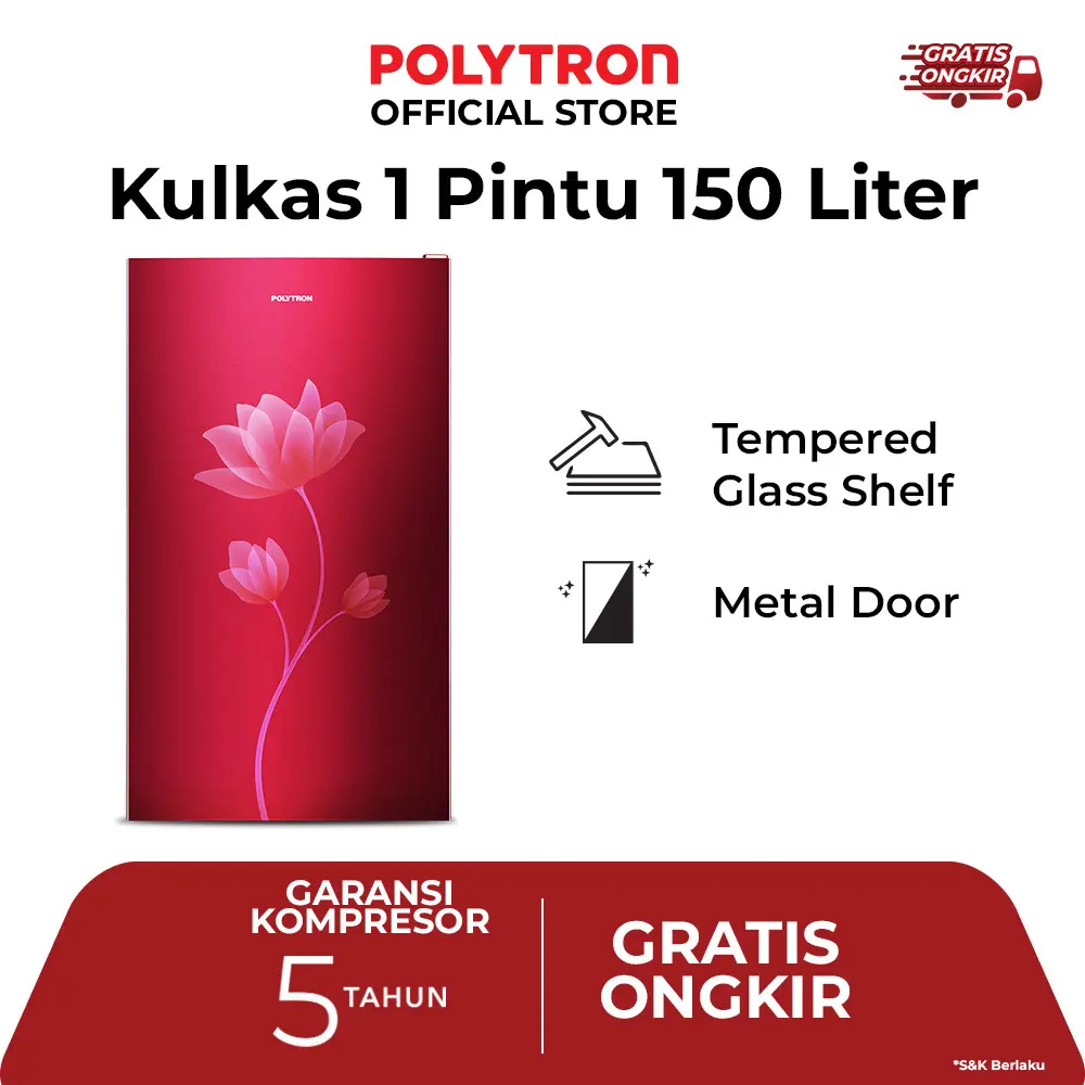 POLYTRON Kulkas 1 Pintu Beauty metal door 150 liter PRB 159