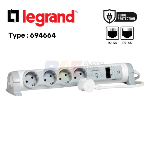 Jual LEGRAND Surge Protector 694664 4 Socket + LAN RJ45 (Colokan Anti ...