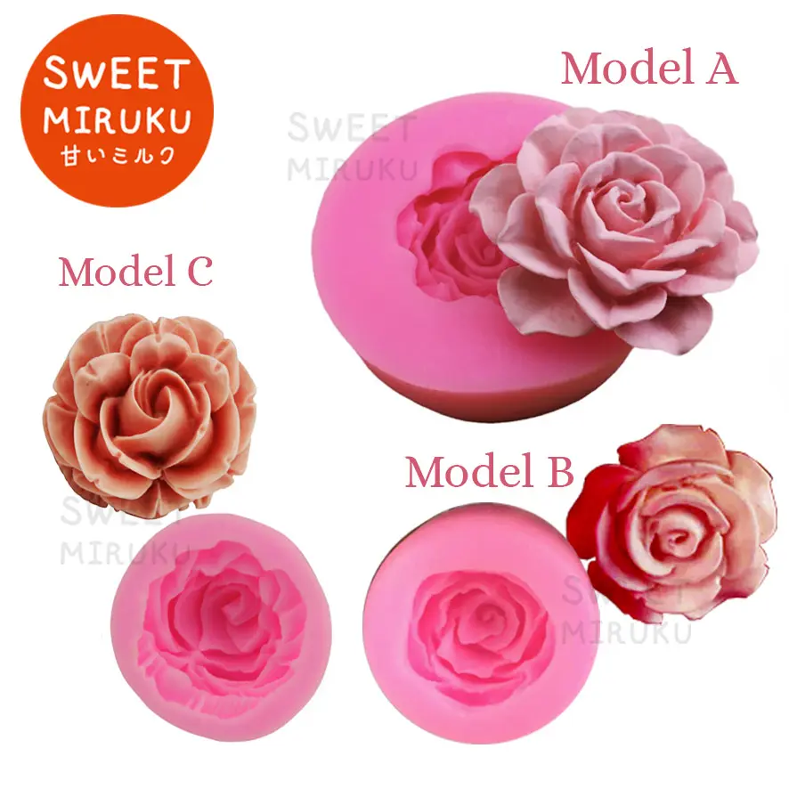 B53 CETAKAN SILIKON 3D BUNGA MAWAR SEGALA MODEL DAN UKURAN BESAR KECIL MINI JUMBO JELLY COKLAT PUDDING COOKIES FONDANT ROSE FLOWER BAKING MOULD TAHAN PANAS FOOD GRADE SABUN SOAP RESIN CANDLE LILIN MOLD Silicone