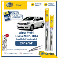 Gambar Wiper Mobil HELLA Premium 2.0 NISSAN Livina 24” + 14” (2pcs) - Gratis Bohlam Mobil H4 12V 60/55W dari Hella Indonesia Official Store Kota Administrasi Jakarta Pusat 1 Tokopedia