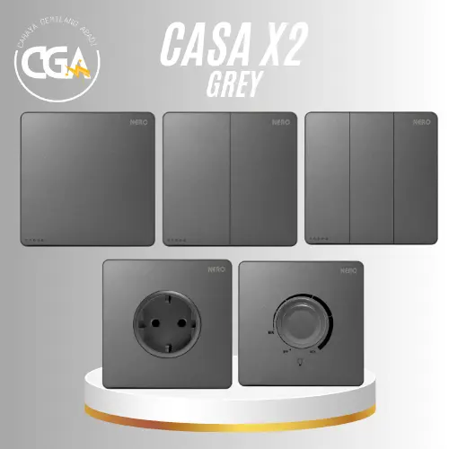 NERO CASA X2 GREY SAKLAR STOP KONTAK Socket Tembaga 0