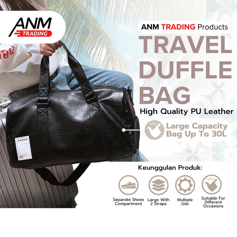 Tas Travel / GYM / Sport Bag Pria Wanita Unisex Kulit - Hitam 0