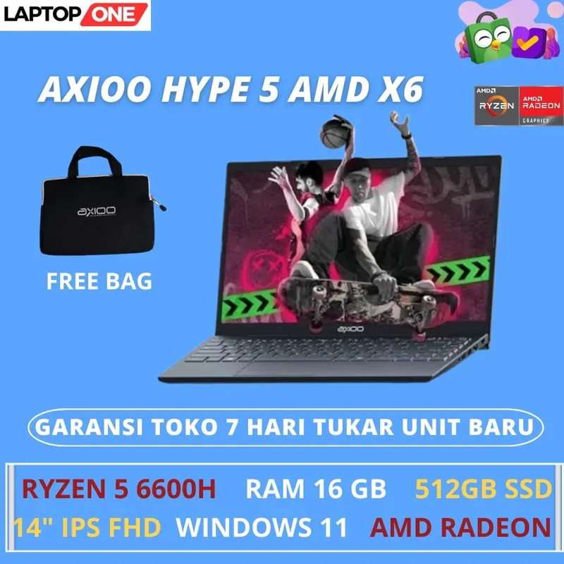 AXIOO HYPE 5 AMD X6 RYZEN 5 6600H 16GB 512GB W11 14.0FHD IPS BLIT GRY Laptop 0