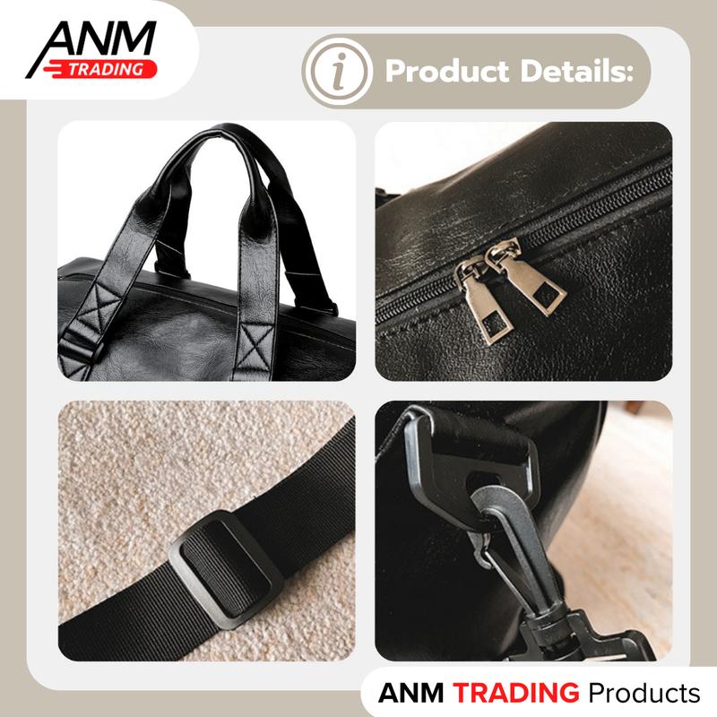 Tas Travel / GYM / Sport Bag Pria Wanita Unisex Kulit - Hitam 6