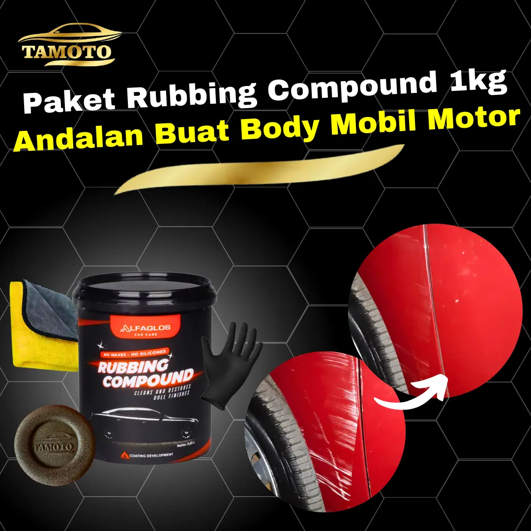Rubbing Compound 1KG Alfaglos Original / Rubing Kompon ALF glos 1 kg untuk pengkilap dan penghilang baret lecet goresan body mobil motor / Dempul bodi mobil