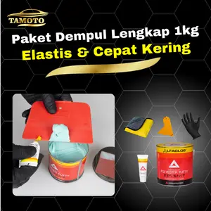 Dempul 1KG Alfaglos Original untuk besi body mobil motor / Dempul Polyester Putty ALF 1 kg plastik kayu bonus hardener siap pakai